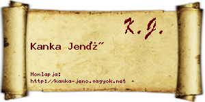 Kanka Jenő névjegykártya